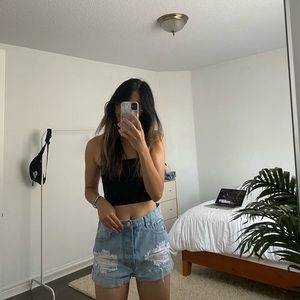 One teaspoon lightwash ripped jean shorts